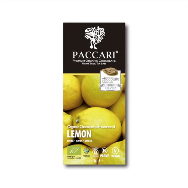 PACCARI Lemon Bio Schokolade 60% mit Zitrone 50g